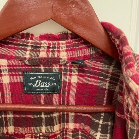 Vintage G.H. Bass &‎ Co. Mens Red Plaid Flannel Shirt - Picture 6 of 9
